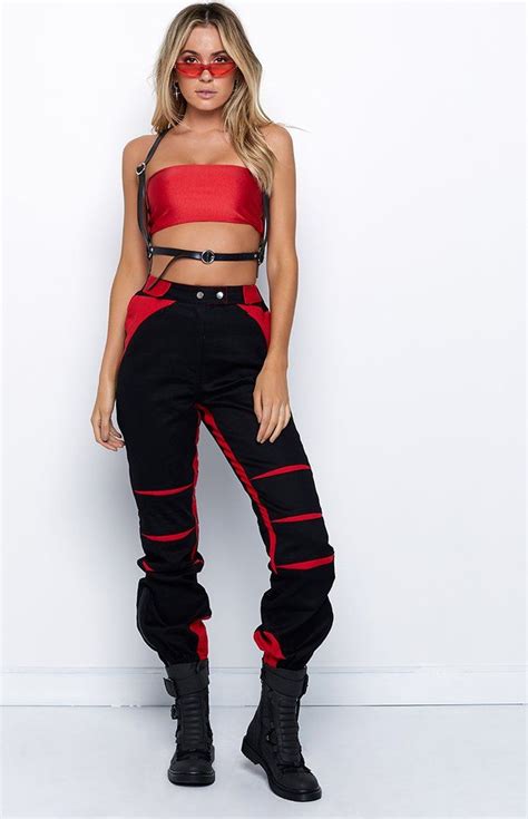 black and red rave outfit|missy empire outfits for women.